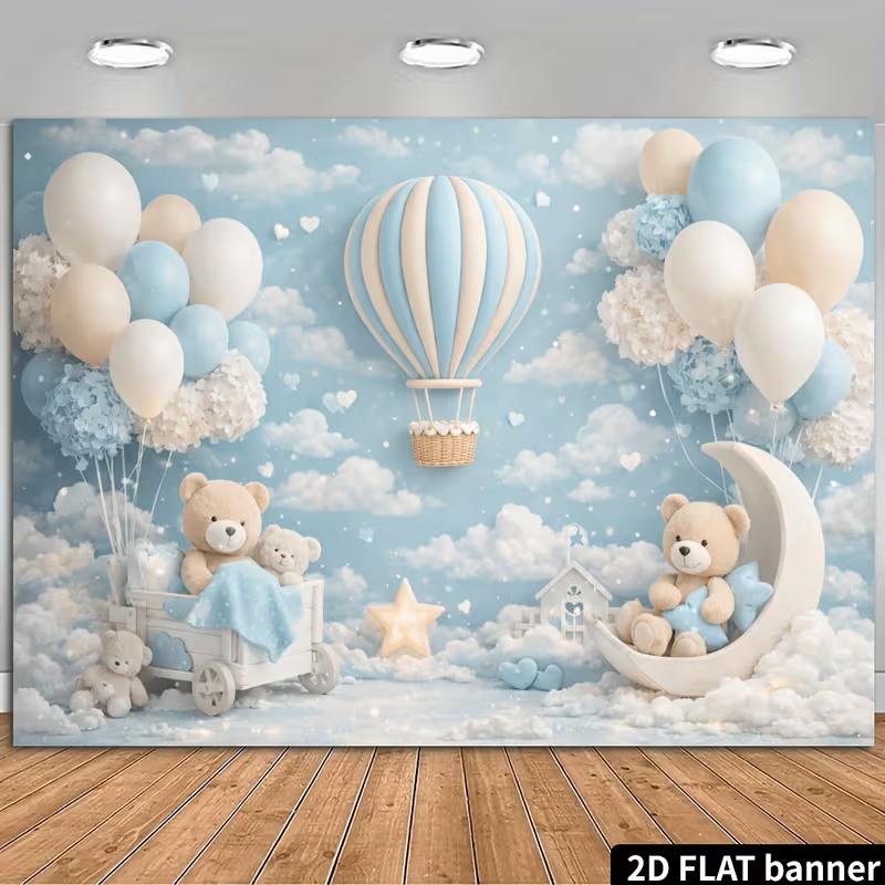 2D Neutral Blue 1st Birthday Backdrop, Teddy Bears & Stars Photography Banner 47.2x31.5inch/120*80cm
2D Neutral Blue 1st Birthday Backdrop, Teddy Bears & Stars Photography Banner 47.2x31.5inch/120*80cm