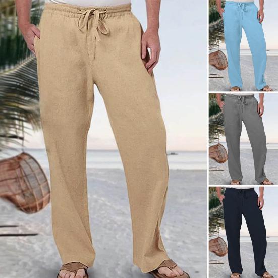 Men Summer Pants Elastic Waist Drawstring Wide Leg Loose Solid Color Soft Breathable Pockets Deep Crotch Male Long Trousers
Men Summer Pants Elastic Waist Drawstring Wide Leg Loose Solid Color Soft Breathable Pockets Deep Crotch Male Long Trousers