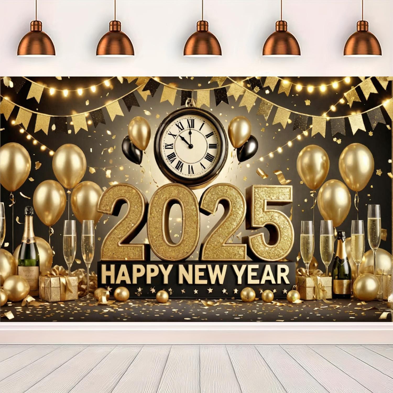 2025 New Year Party Background Gold Themed Luxury Decoration Celebration Party Flag Suitable For 2025 New Year s Eve Home Decors
2025 New Year Party Background Gold Themed Luxury Decoration Celebration Party Flag Suitable For 2025 New Year s Eve Home Decors