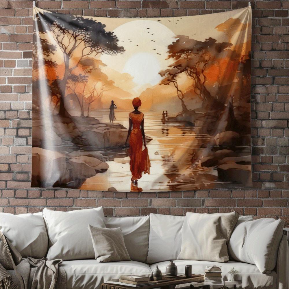 Dusk by the African River Digital printing polyester wall tapestry suitable for use in living rooms bedrooms bars and party 74x94cm(29x37in)
Dusk by the African River Digital printing polyester wall tapestry suitable for use in living rooms bedrooms bars and party 74x94cm(29x37in)