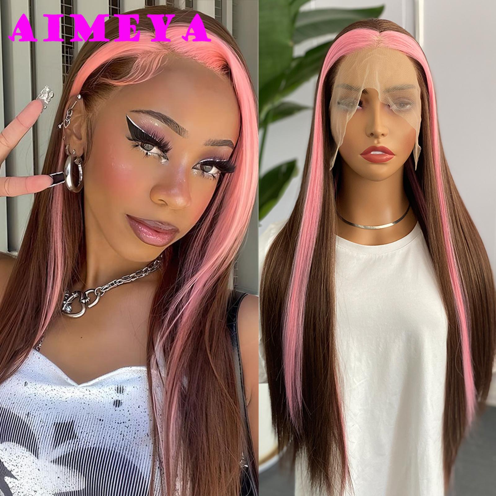 AIMEYA Pink Highlights Wig Brown Long Silky Straight Lace Front Wig Synthetic Lace Hair Natural Hairline Daily Use Cosplay Wigs (as the picture,24inches&Lace Front)
AIMEYA Pink Highlights Wig Brown Long Silky Straight Lace Front Wig Synthetic Lace Hair Natural Hairline Daily Use Cosplay Wigs (as the picture,24inches&Lace Front)