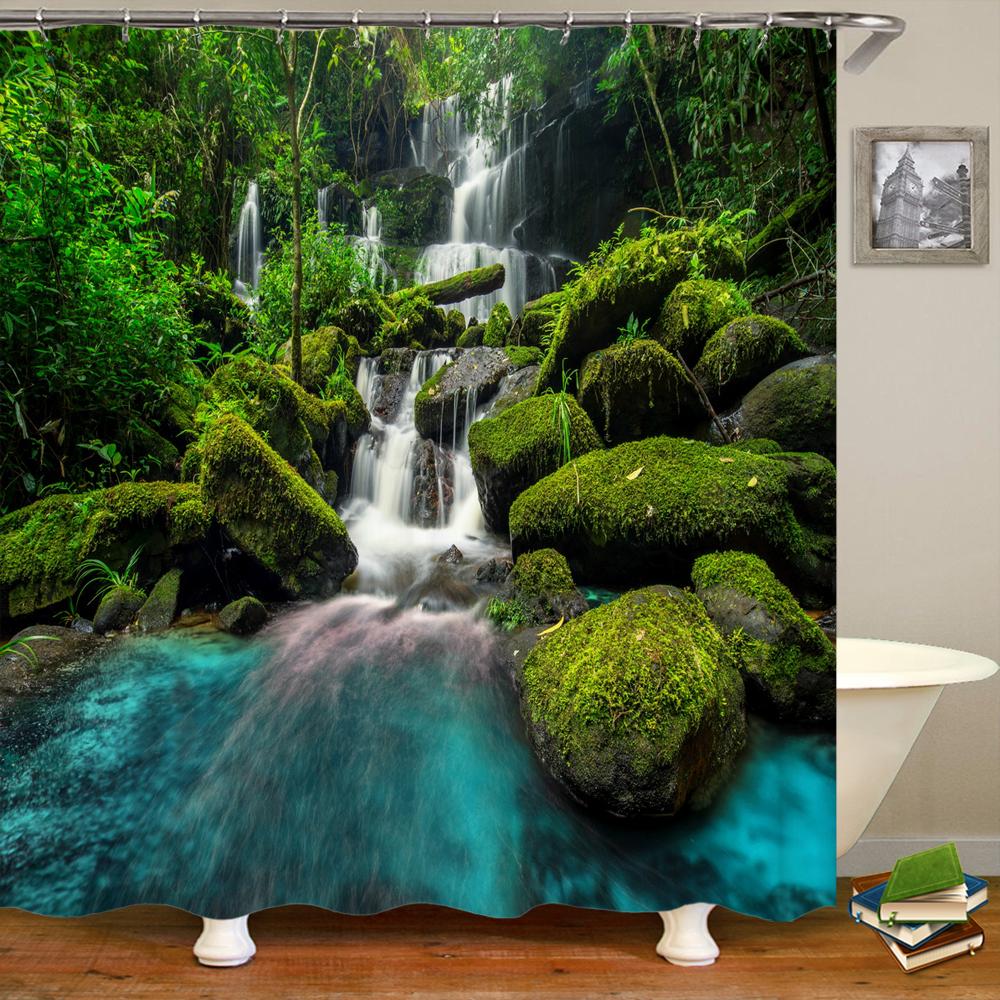 Waterfall Scenery Shower Curtain Bathroom Waterproof Polyester Fabric Natural Forest Landscape Printing Bath Curtain With Hook W60H190(CM)-1 Pcs
Waterfall Scenery Shower Curtain Bathroom Waterproof Polyester Fabric Natural Forest Landscape Printing Bath Curtain With Hook W60H190(CM)-1 Pcs