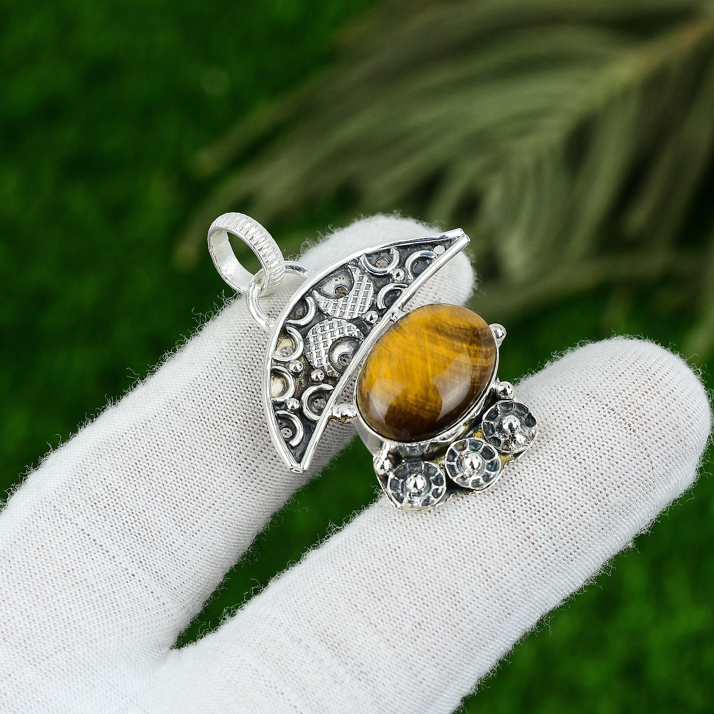 Natural Tiger Eye Gemstone Pendant 925 Sterling Silver Indian Jewelry For Women
Natural Tiger Eye Gemstone Pendant 925 Sterling Silver Indian Jewelry For Women
