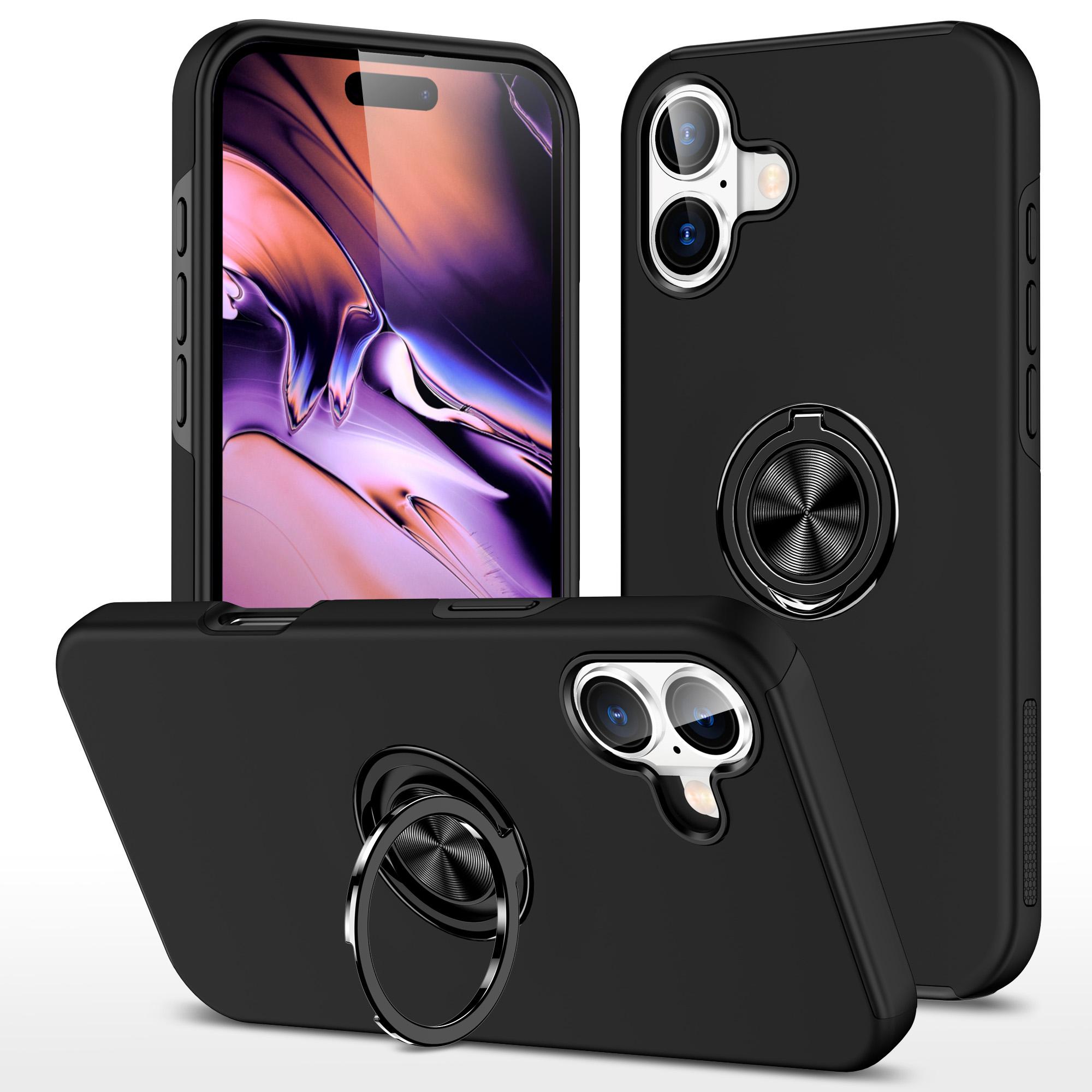 For iPhone 17 Case PC+TPU Phone Cover with Rotatable Ring Holder Black
For iPhone 17 Case PC+TPU Phone Cover with Rotatable Ring Holder Black
