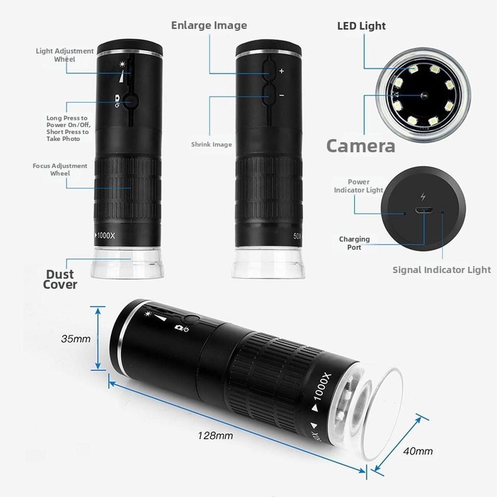 Wireless Portable F210 WiFi Digital Microscope 1000X Magnification HD 1080P with Flexible Stand for Smartphones China Mainland
Wireless Portable F210 WiFi Digital Microscope 1000X Magnification HD 1080P with Flexible Stand for Smartphones China Mainland