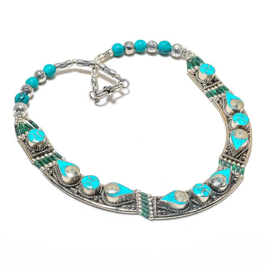 Natural Tibetan Turquoise Gemstone 925 Sterling Silver Jewelry Necklace 18 y5I94
Natural Tibetan Turquoise Gemstone 925 Sterling Silver Jewelry Necklace 18 y5I94