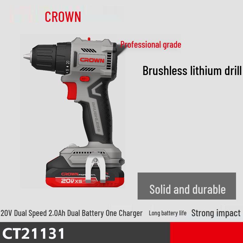 Crown 20V Pistol Grip Brushless Cordless Drill & Rechargeable Electric Screwdriver CT21131
Crown 20V Pistol Grip Brushless Cordless Drill & Rechargeable Electric Screwdriver CT21131