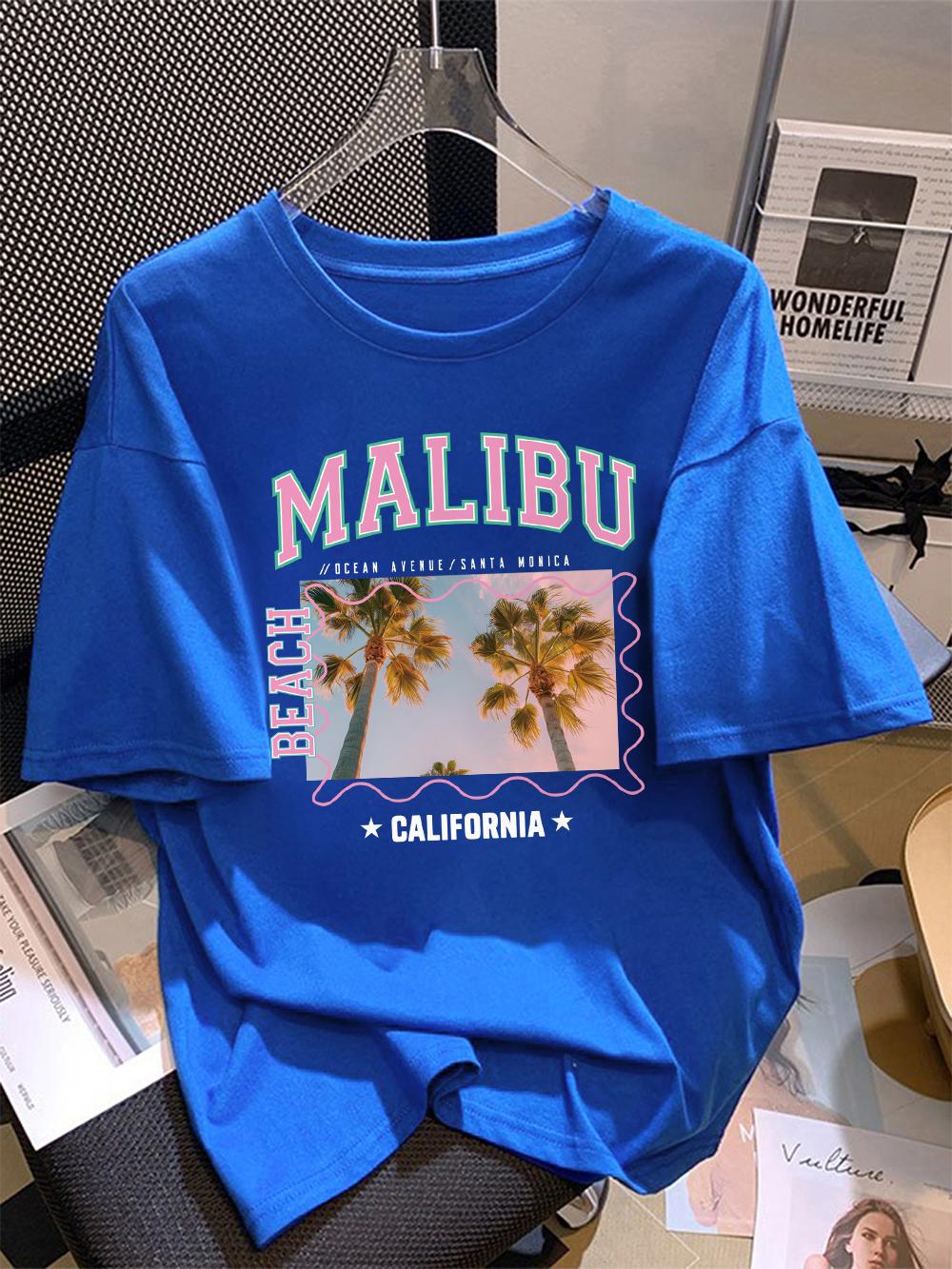 Summer Cotton TShirt Women Malibu Coconut Tree California Printing T Shirt Loose ONeck Soft Tops Holiday Casual Womans Clothes S
Summer Cotton TShirt Women Malibu Coconut Tree California Printing T Shirt Loose ONeck Soft Tops Holiday Casual Womans Clothes S