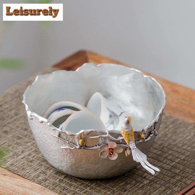Japanese Pure Tin Large Tea Washing Basin Hammer Patterned Cup Water Basin Plum Blossom Bird Tea Residue Barrel Kung Fu Tea Set
Japanese Pure Tin Large Tea Washing Basin Hammer Patterned Cup Water Basin Plum Blossom Bird Tea Residue Barrel Kung Fu Tea Set