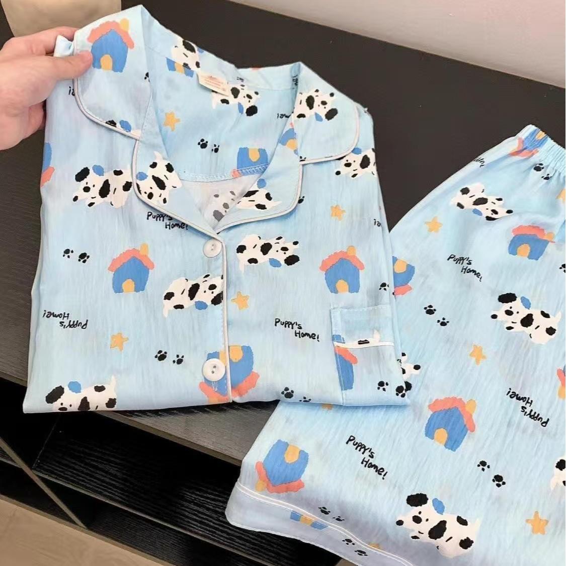 Japanese sweet blue spotted dog pajamas women s summer short-sleeved shorts can be worn outside two-piece student loungewear XXL
Japanese sweet blue spotted dog pajamas women s summer short-sleeved shorts can be worn outside two-piece student loungewear XXL