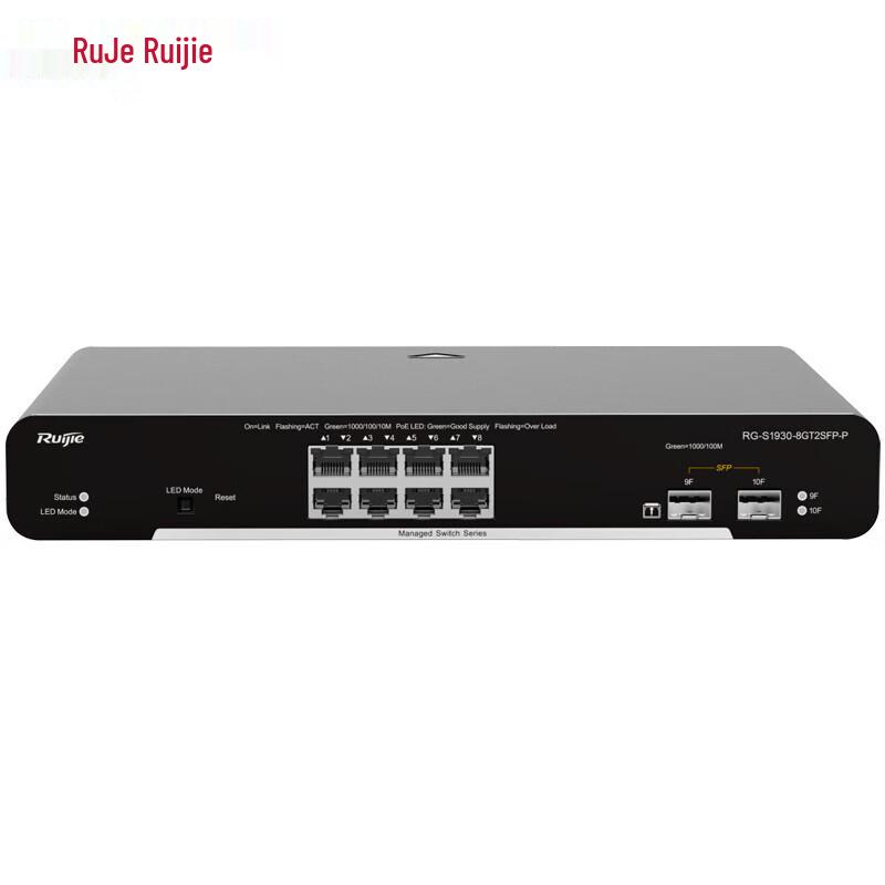 Ruijie Enterprise 8-Port Gigabit PoE Managed Switch
Ruijie Enterprise 8-Port Gigabit PoE Managed Switch