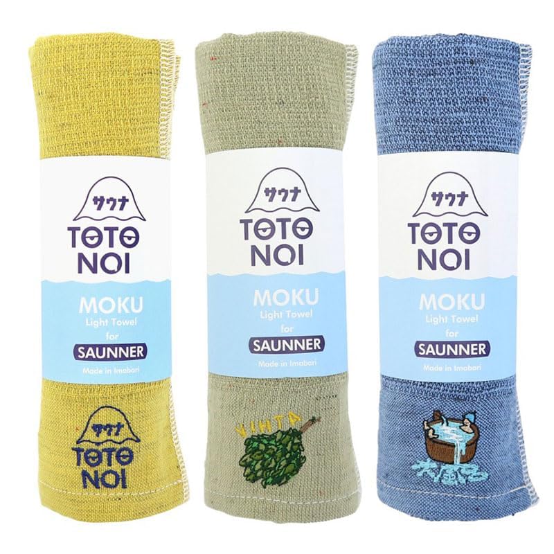 Kontex Sauna MOKU (59747-90) Face Towels, Medium, Set of 3: Totonoi-kun (Lemon), Vihta (Khaki), and Cold Bath (Blue)
Kontex Sauna MOKU (59747-90) Face Towels, Medium, Set of 3: Totonoi-kun (Lemon), Vihta (Khaki), and Cold Bath (Blue)