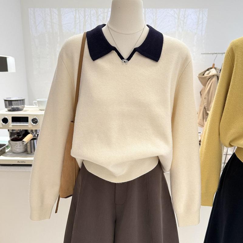 Autumn and winter new design lapel contrasting color soft waxy v-neck long-sleeved knitted sweater women s top base One size fits all абрикосовий
Autumn and winter new design lapel contrasting color soft waxy v-neck long-sleeved knitted sweater women s top base One size fits all абрикосовий