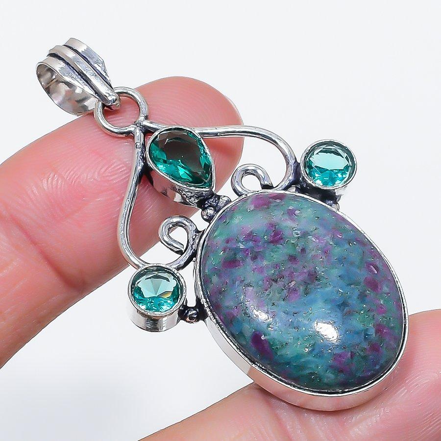 Natural Ruby Fuchsite, Topaz 925 Sterling Silver Jewelry Pendant 2.29 W8H99
Natural Ruby Fuchsite, Topaz 925 Sterling Silver Jewelry Pendant 2.29 W8H99