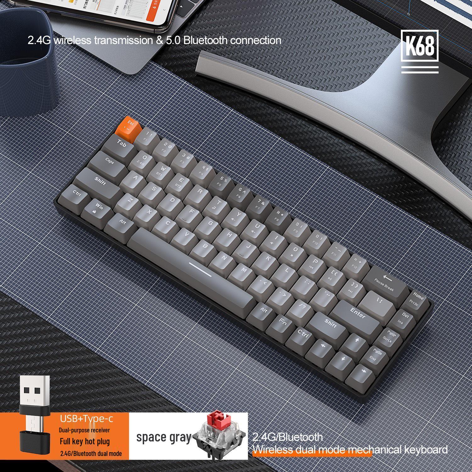 Free Wolf K68 Dual-Mode Bluetooth Wireless Mechanical Keyboard - Custom Color & Hot-Swappable for Gaming
Free Wolf K68 Dual-Mode Bluetooth Wireless Mechanical Keyboard - Custom Color & Hot-Swappable for Gaming