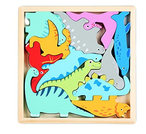 Cute wooden dinosaur puzzle with Tyrannosaurus, Pteranodon, and more, perfect as a gift
Cute wooden dinosaur puzzle with Tyrannosaurus, Pteranodon, and more, perfect as a gift