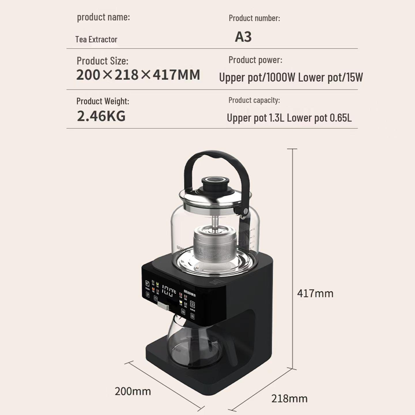 SEKO Smart 55°C Tea Brewer: One-Touch Automatic Water Filling, Multi-Functional Black Tea Health Pot
SEKO Smart 55°C Tea Brewer: One-Touch Automatic Water Filling, Multi-Functional Black Tea Health Pot