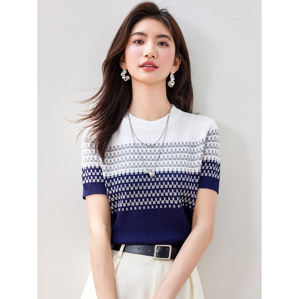 Korean Style Fashion O Neck Contrast Color Striped Tops 2024 New Summer Casual Short Sleeve Knitted T-Shirt M
Korean Style Fashion O Neck Contrast Color Striped Tops 2024 New Summer Casual Short Sleeve Knitted T-Shirt M