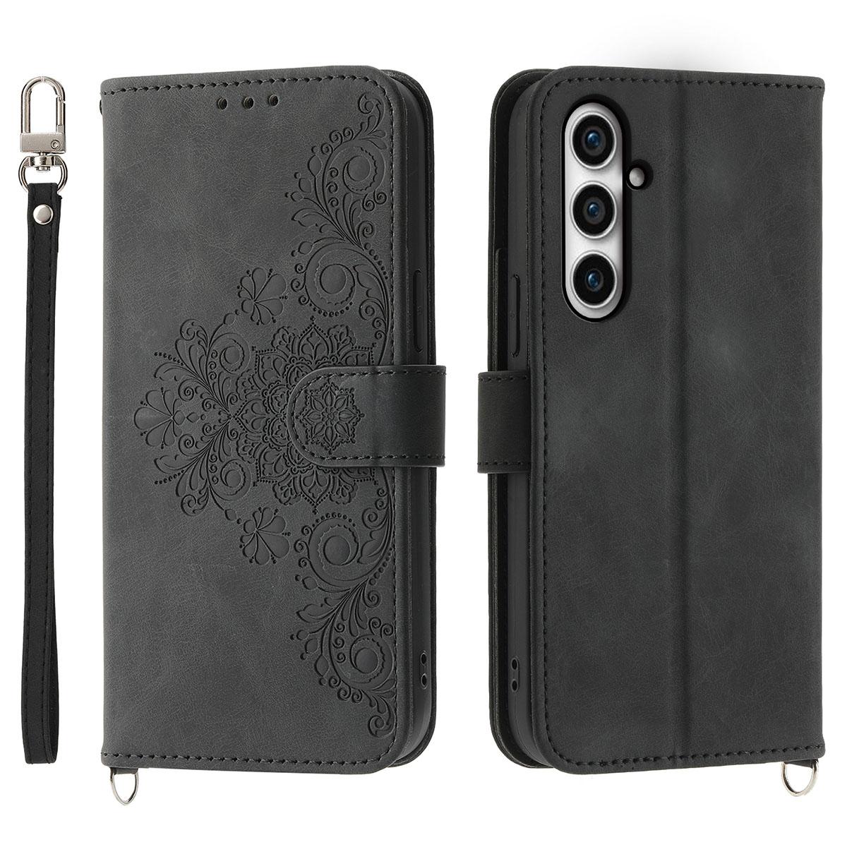 Shockproof Phone Case for Samsung Galaxy S23 FE Imprinted Flower Leather Wallet Stand Cover with 2 Straps Black
Shockproof Phone Case for Samsung Galaxy S23 FE Imprinted Flower Leather Wallet Stand Cover with 2 Straps Black