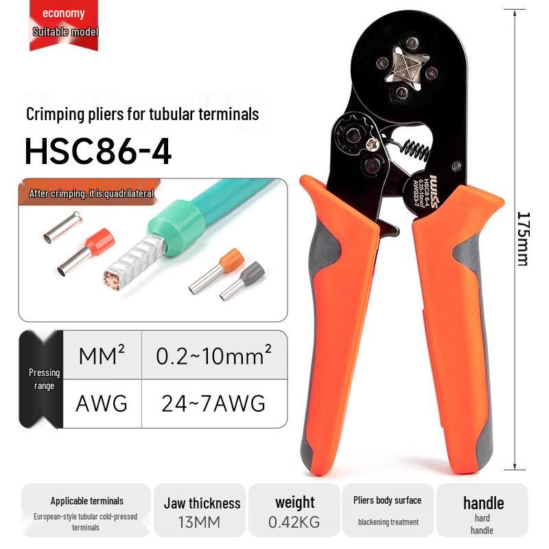 HSC86-6 Многофункциональные европейские клещи для обжима изолированных проволочных наконечников трубчатого типа
HSC86-6 Многофункциональные европейские клещи для обжима изолированных проволочных наконечников трубчатого типа