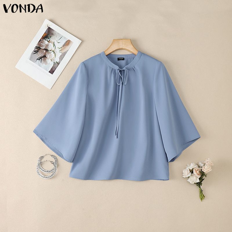 VONDA Elegant Women Tie Neck 3/4 Sleeve Casual Loose Blouse Tops L синій
VONDA Elegant Women Tie Neck 3/4 Sleeve Casual Loose Blouse Tops L синій