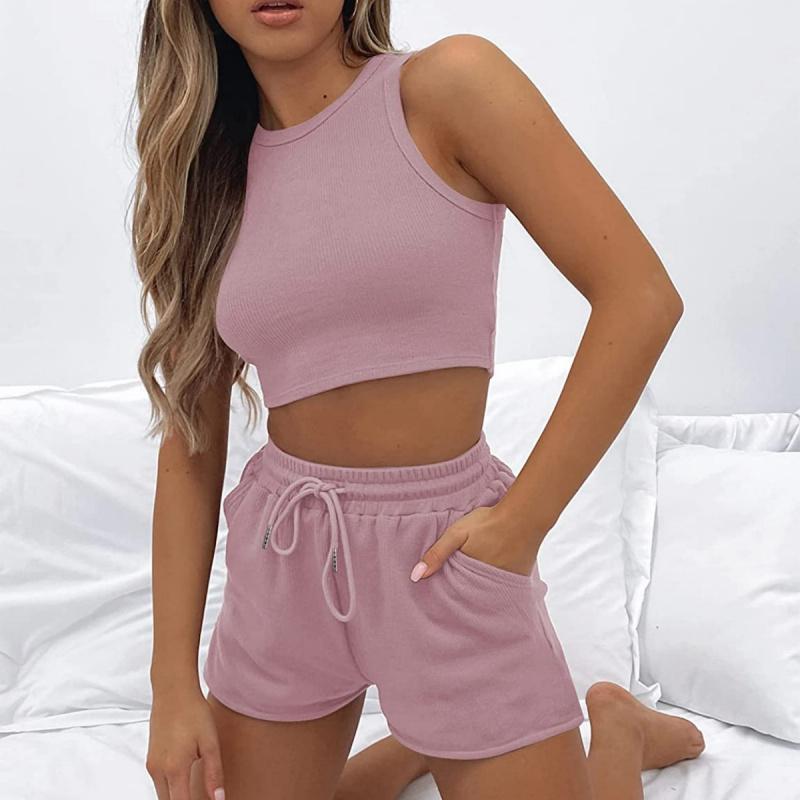 Summer New Sleeveless Waffle Knit Set Solid Color Vest Fashion Casual Short Two-Piece Set for Women 2XL рожевий
Summer New Sleeveless Waffle Knit Set Solid Color Vest Fashion Casual Short Two-Piece Set for Women 2XL рожевий