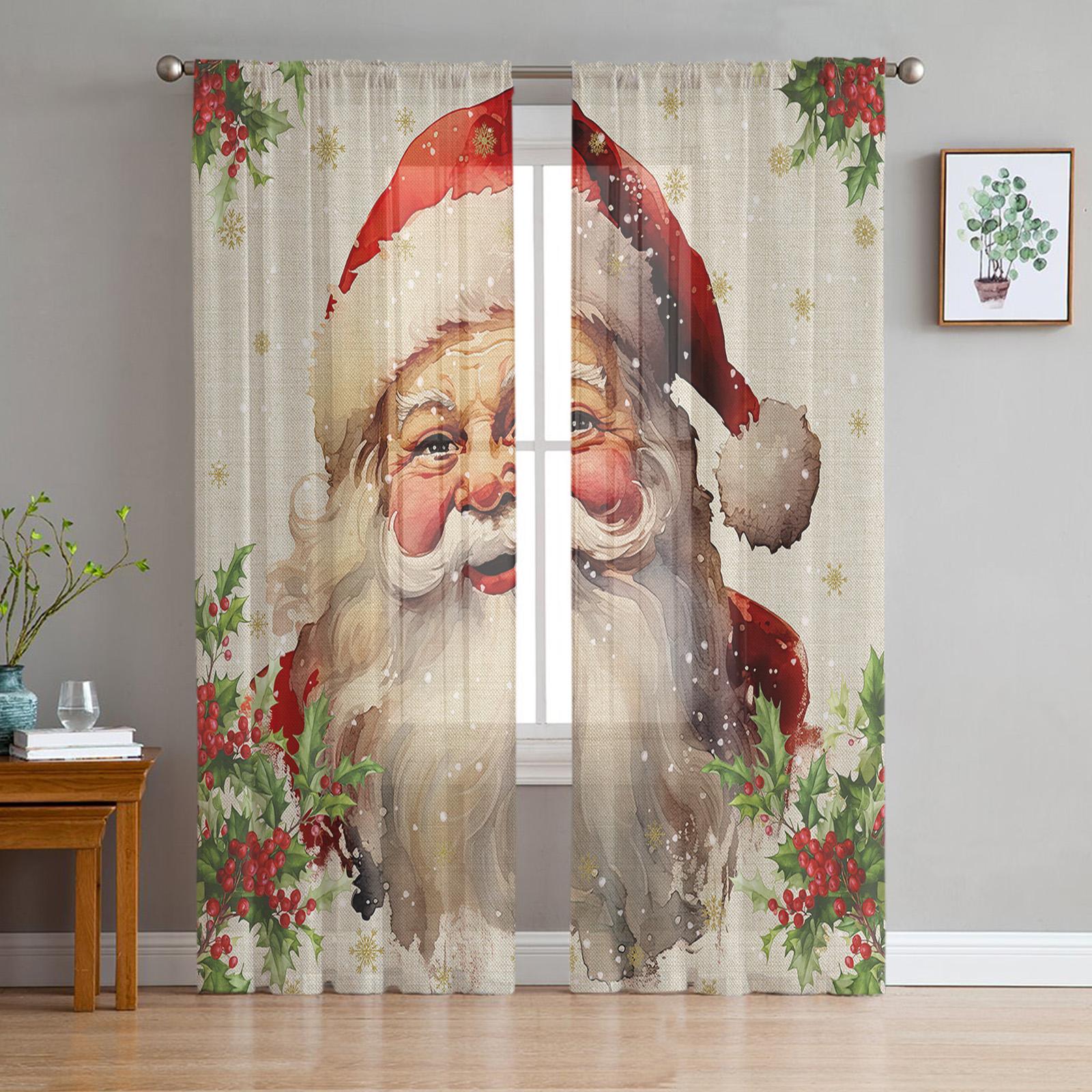 Christmas Santa Claus Snow Berries Sheer Curtains Christmas Home Decorations Window Tulle Curtains for Living Room Bedroom
Christmas Santa Claus Snow Berries Sheer Curtains Christmas Home Decorations Window Tulle Curtains for Living Room Bedroom