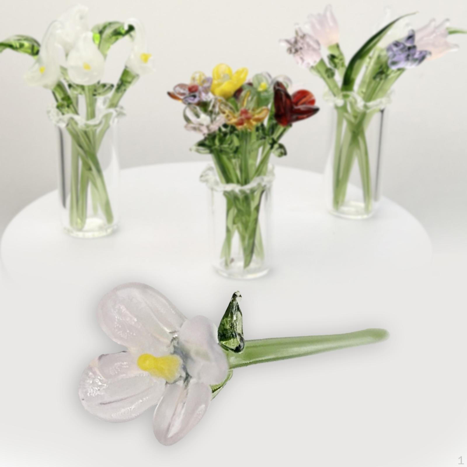 Мини-стеклянный цветок, искусственные поделки, декоративное украшение, украшение для мамы, жены, день матери Pink Purple