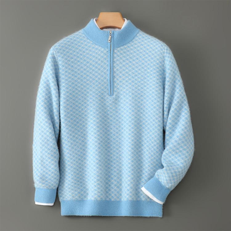 Men s Winter Thick Wool Zipper Pullover with Half-High Collar and Color Block Design S небо синє кольору
Men s Winter Thick Wool Zipper Pullover with Half-High Collar and Color Block Design S небо синє кольору