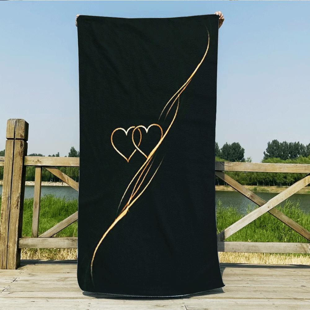 Elegant Heart Beach Blanket, Gold Line Art Pattern, Soft Absorbent Microfiber, Sand Free, Perfect for Travel, Honeymoon W30*H60(CM)
Elegant Heart Beach Blanket, Gold Line Art Pattern, Soft Absorbent Microfiber, Sand Free, Perfect for Travel, Honeymoon W30*H60(CM)