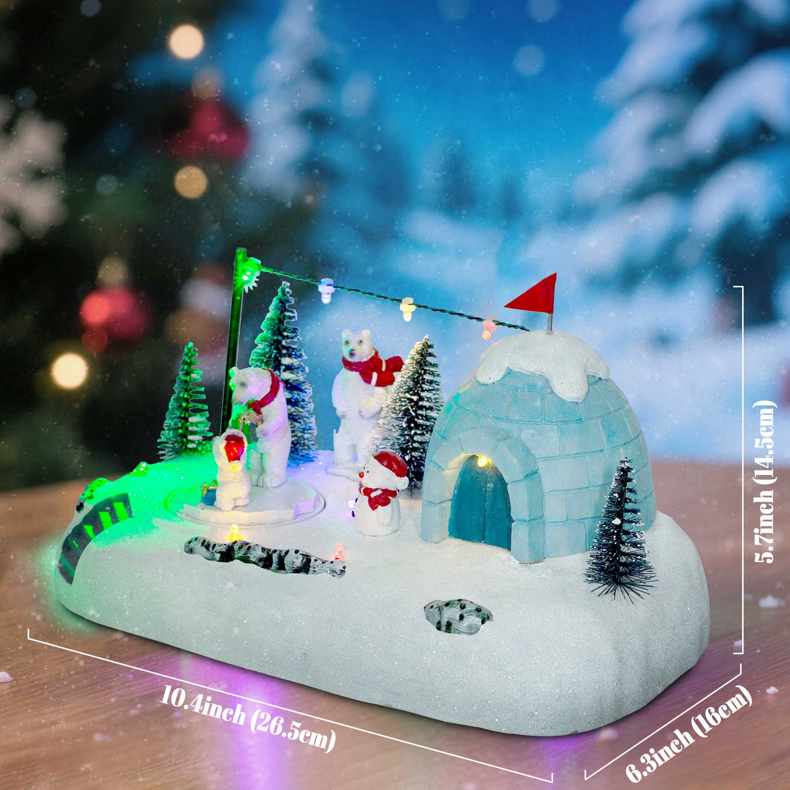 Анимированный светодиодный свет Сцена деревни белых медведей Рождественские украшения Зимняя коллекция Иглу Здания Фигурки Аксессуары Праздник
Анимированный светодиодный свет Сцена деревни белых медведей Рождественские украшения Зимняя коллекция Иглу Здания Фигурки Аксессуары Праздник