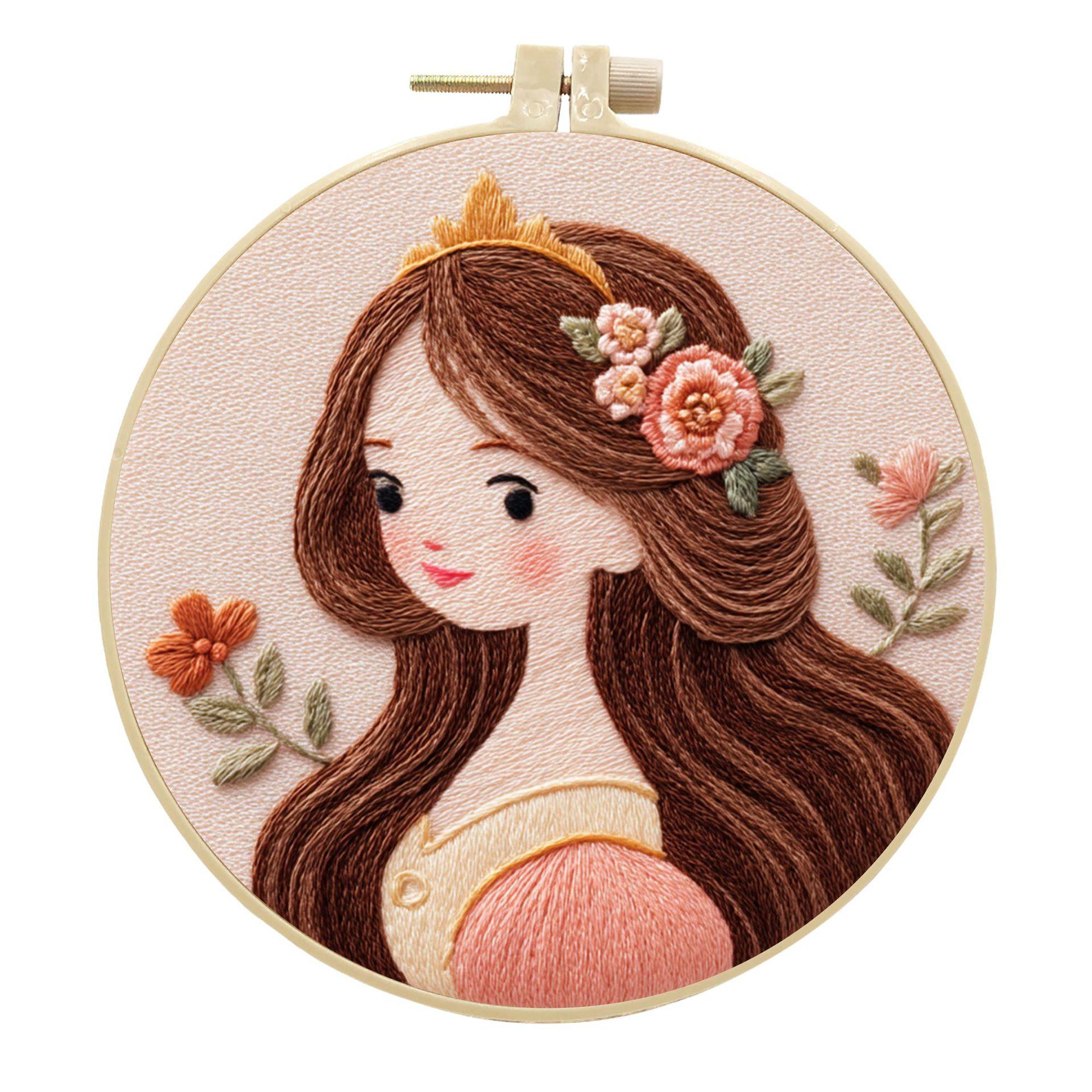 1 шт. Милая девочка, цветочный и зеленый растительный узор, вышивка, набор для рукоделия из ткани 20cm
1 шт. Милая девочка, цветочный и зеленый растительный узор, вышивка, набор для рукоделия из ткани 20cm