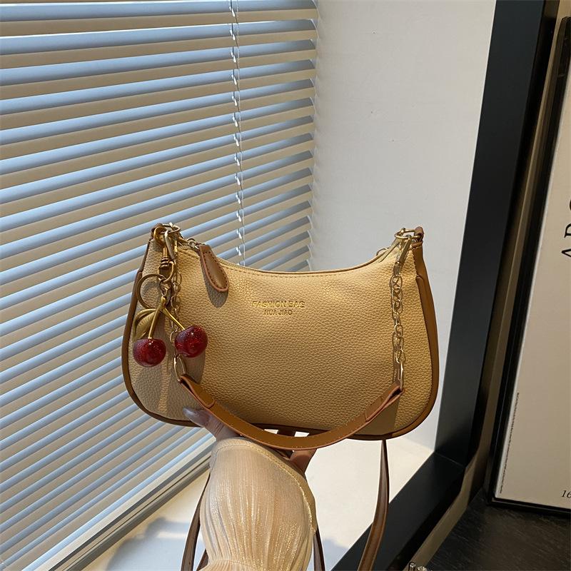 Текстурная контрастная цветная работа маленькая сумка модная модная сумка под мышкой женская для поездок на работу осенняя новая женская наплечная сумка Without pendant хаки