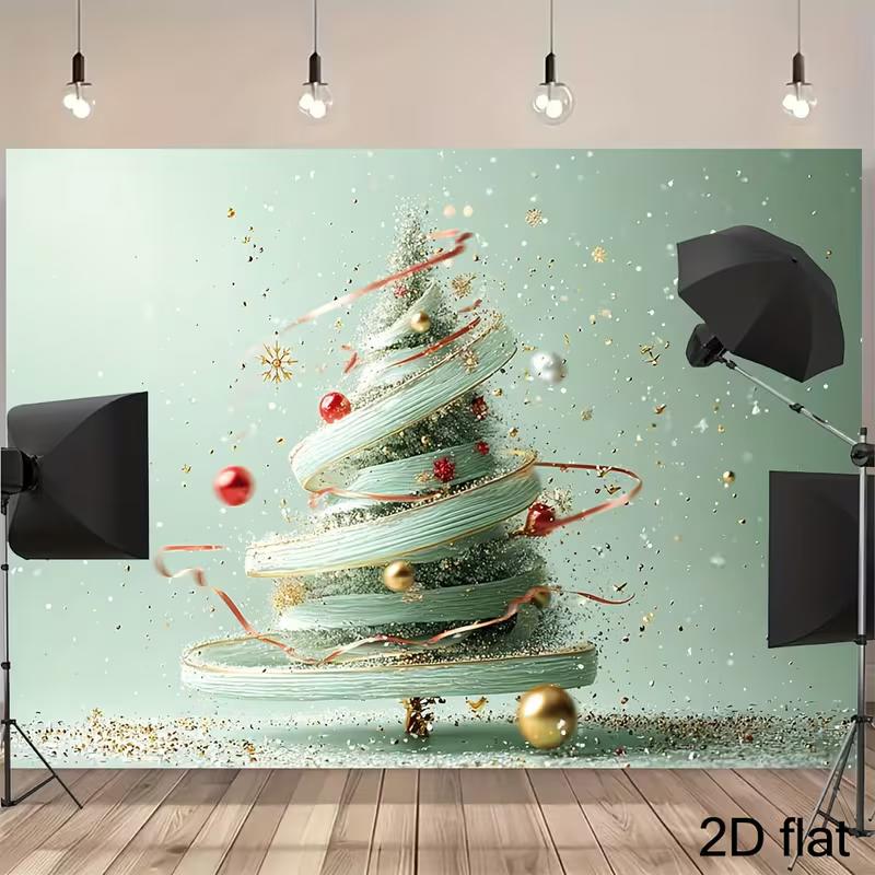2D Luxury Christmas Tree Photography Backdrop, Mint Green 3D Style Tree with Gold & Red Decorations Background Cloth 47.2x31.5inch/120*80cm
2D Luxury Christmas Tree Photography Backdrop, Mint Green 3D Style Tree with Gold & Red Decorations Background Cloth 47.2x31.5inch/120*80cm