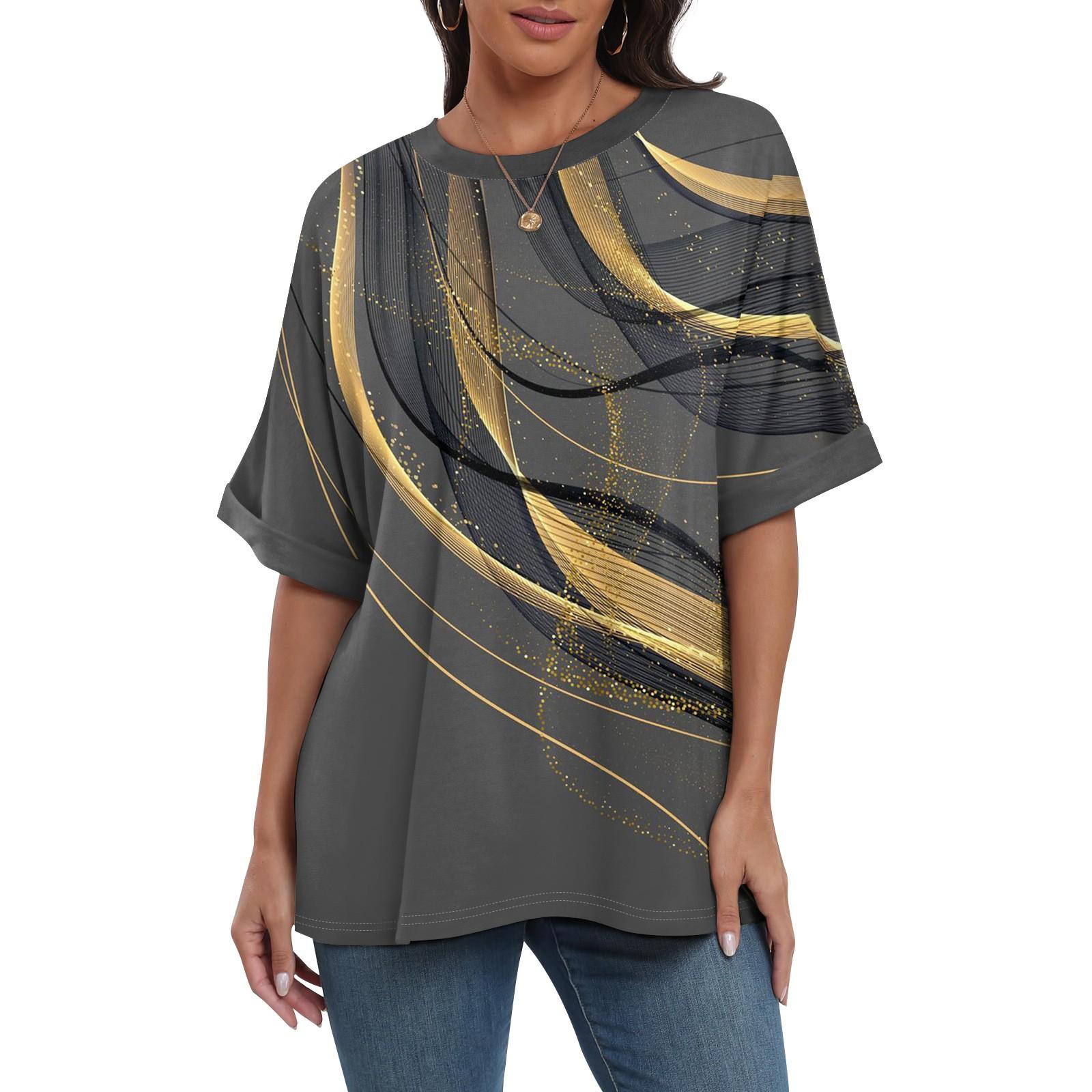 Women s Loose Oversize Print Round Neck, Shoulder Length Short Sleeved T-shirt Top XXL золотой
Women s Loose Oversize Print Round Neck, Shoulder Length Short Sleeved T-shirt Top XXL золотой