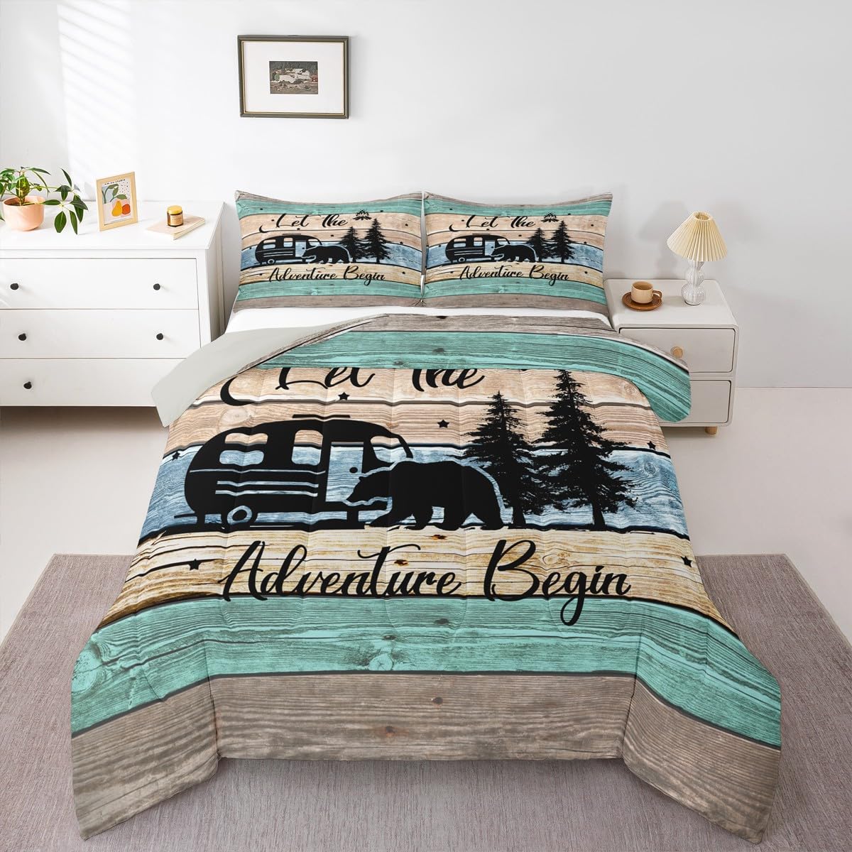 Erosebridal Kids Camping Themed Bedding Twin Comforter Set Farmhouse Style Duvet Insert for Boys Girls Boho Farmhouse Bedroom Bedding Set, H 155x200cm
Erosebridal Kids Camping Themed Bedding Twin Comforter Set Farmhouse Style Duvet Insert for Boys Girls Boho Farmhouse Bedroom Bedding Set, H 155x200cm