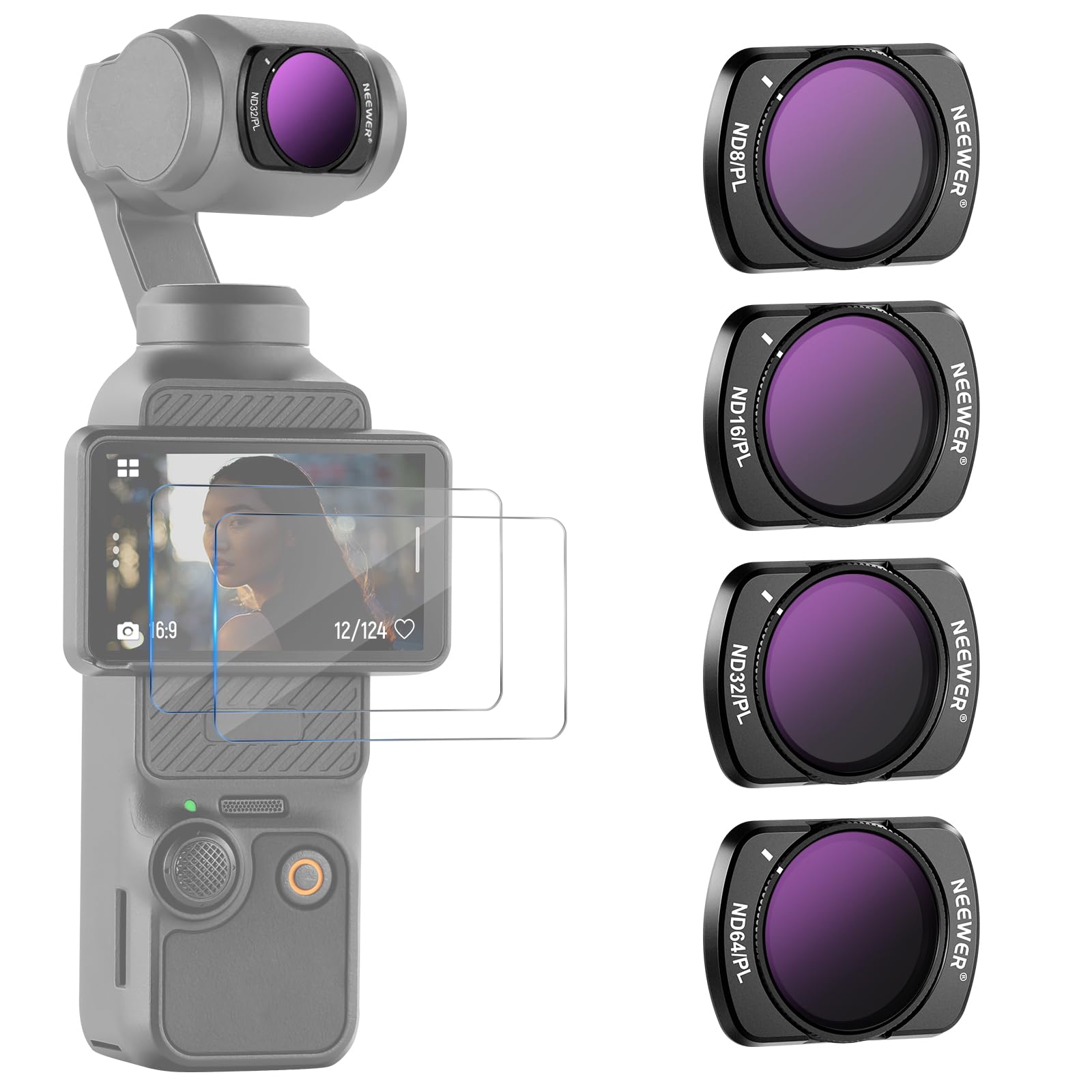 NEEWER Magnetic ND CPL Filter Set for OSMO Pocket 4 Filter with 2 LCD Touch Screen Coating HD Optical Frame & 3, Pieces ND8/PL ND16/PL ND32/PL
NEEWER Magnetic ND CPL Filter Set for OSMO Pocket 4 Filter with 2 LCD Touch Screen Coating HD Optical Frame & 3, Pieces ND8/PL ND16/PL ND32/PL