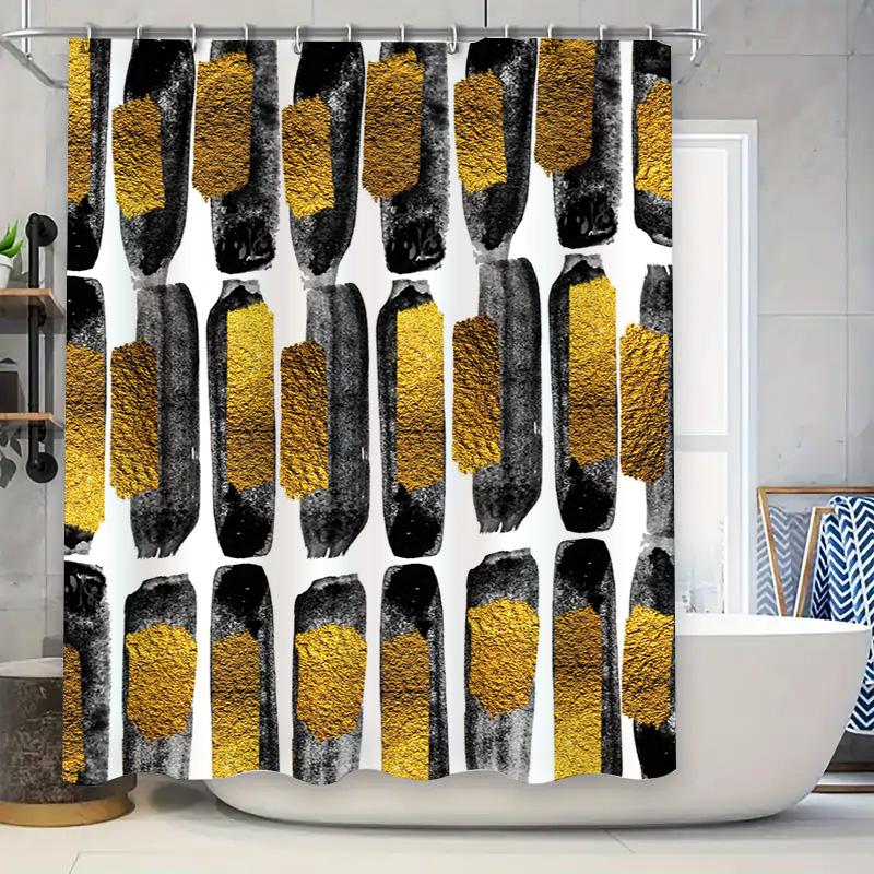 Modern Black Gold Shower Curtain Rectangular Design For Bathroom Decor Waterproof Fabric Available In Various Sizes W60H190(CM)-1 Pcs
Modern Black Gold Shower Curtain Rectangular Design For Bathroom Decor Waterproof Fabric Available In Various Sizes W60H190(CM)-1 Pcs