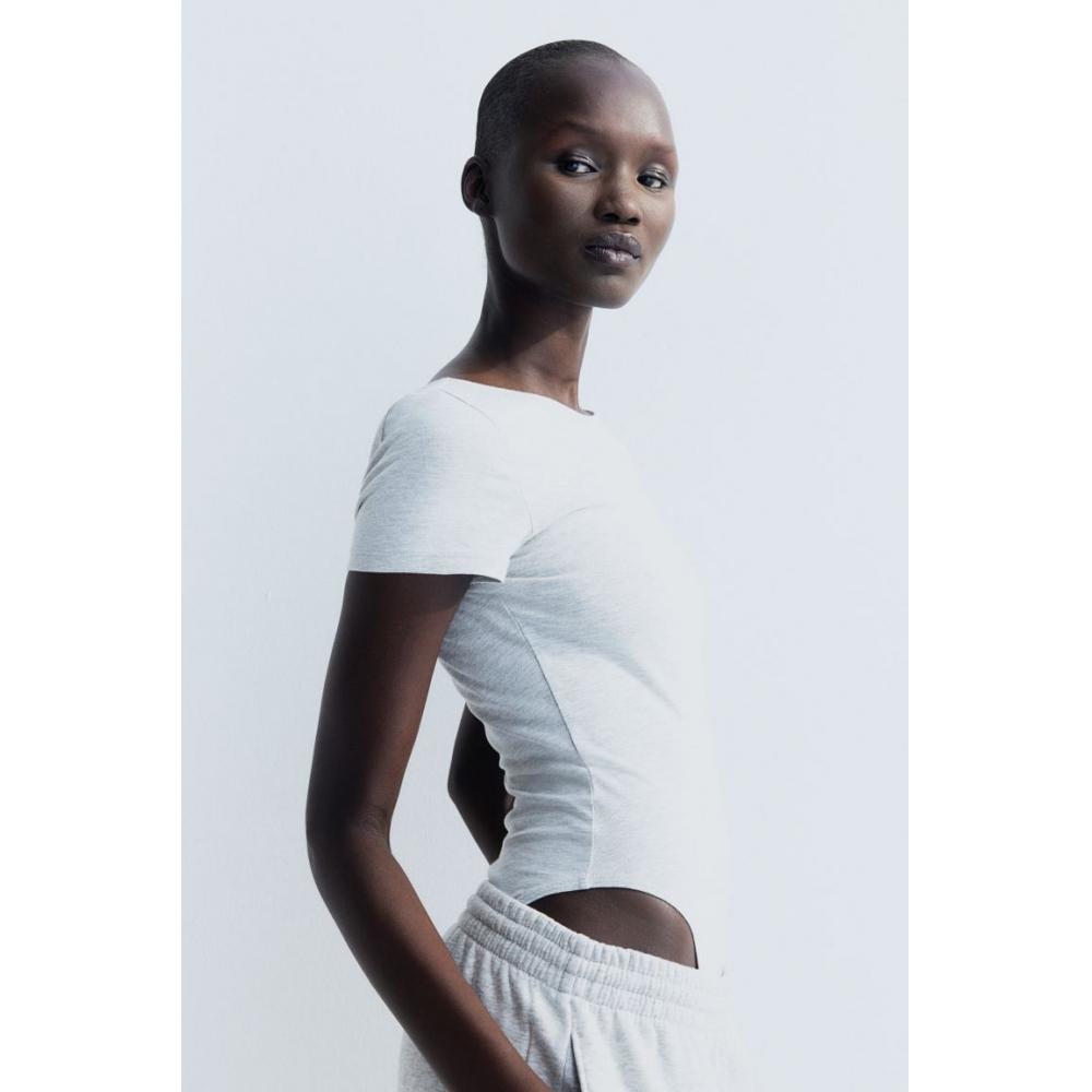 H M Scoop Back Bodysuit Light Grey Melange
H M Scoop Back Bodysuit Light Grey Melange