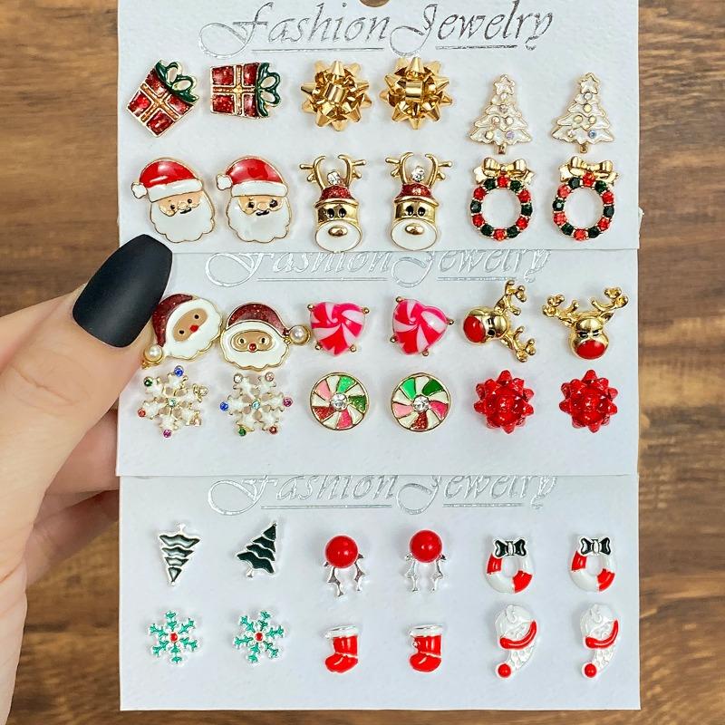 Christmas Series Snowflake Bell Earrings Combination Set Foreign Trade Hot Cartoon Drip Oil Crutch Earrings for Women
Christmas Series Snowflake Bell Earrings Combination Set Foreign Trade Hot Cartoon Drip Oil Crutch Earrings for Women