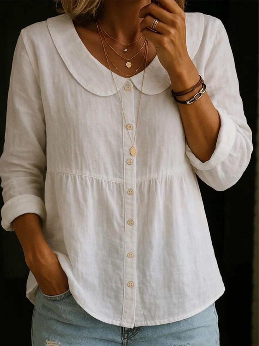 Summer European Style Cotton Solid Color Blouse Women Loose Fit Slimming Long Sleeve Casual Versatile S белый
Summer European Style Cotton Solid Color Blouse Women Loose Fit Slimming Long Sleeve Casual Versatile S белый