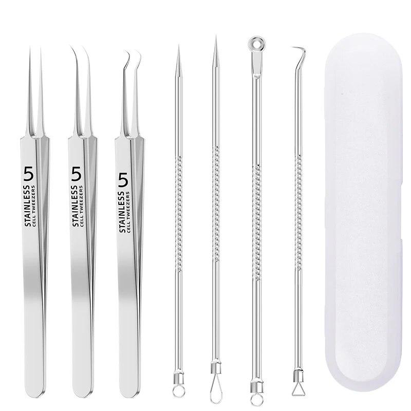 7pcs Stainless Steel Splinter Acne Clip Cell Tweezer Blackhead Clip Pimple Pin Beauty Salon Acne Removal Acne Needle Tools білий
7pcs Stainless Steel Splinter Acne Clip Cell Tweezer Blackhead Clip Pimple Pin Beauty Salon Acne Removal Acne Needle Tools білий