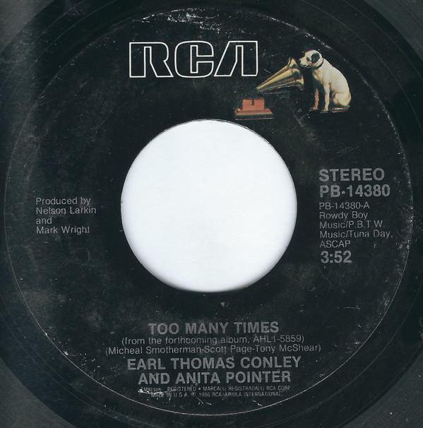 7inch Record EARL THOMAS CONLEY & ANITA POINTER - Too Many Times / Changes Of Love PB14380 RCA 1986 US Folk Used
7inch Record EARL THOMAS CONLEY & ANITA POINTER - Too Many Times / Changes Of Love PB14380 RCA 1986 US Folk Used