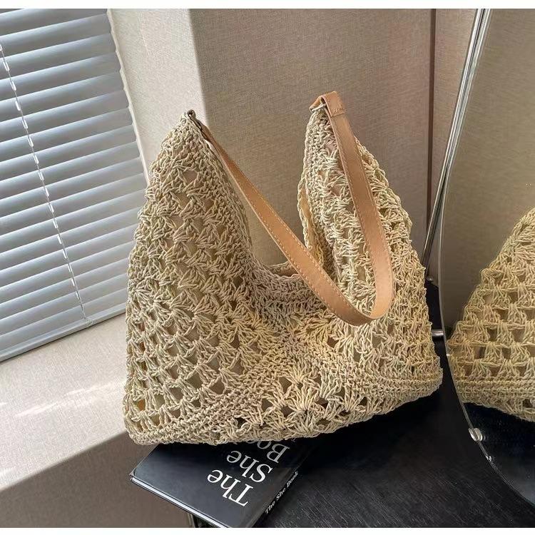 Новая модная бумажная плетеная сумка через плечо с полым плетением в виде большого треугольника, ручная, дорожная сумка для отпуска 35*3*35