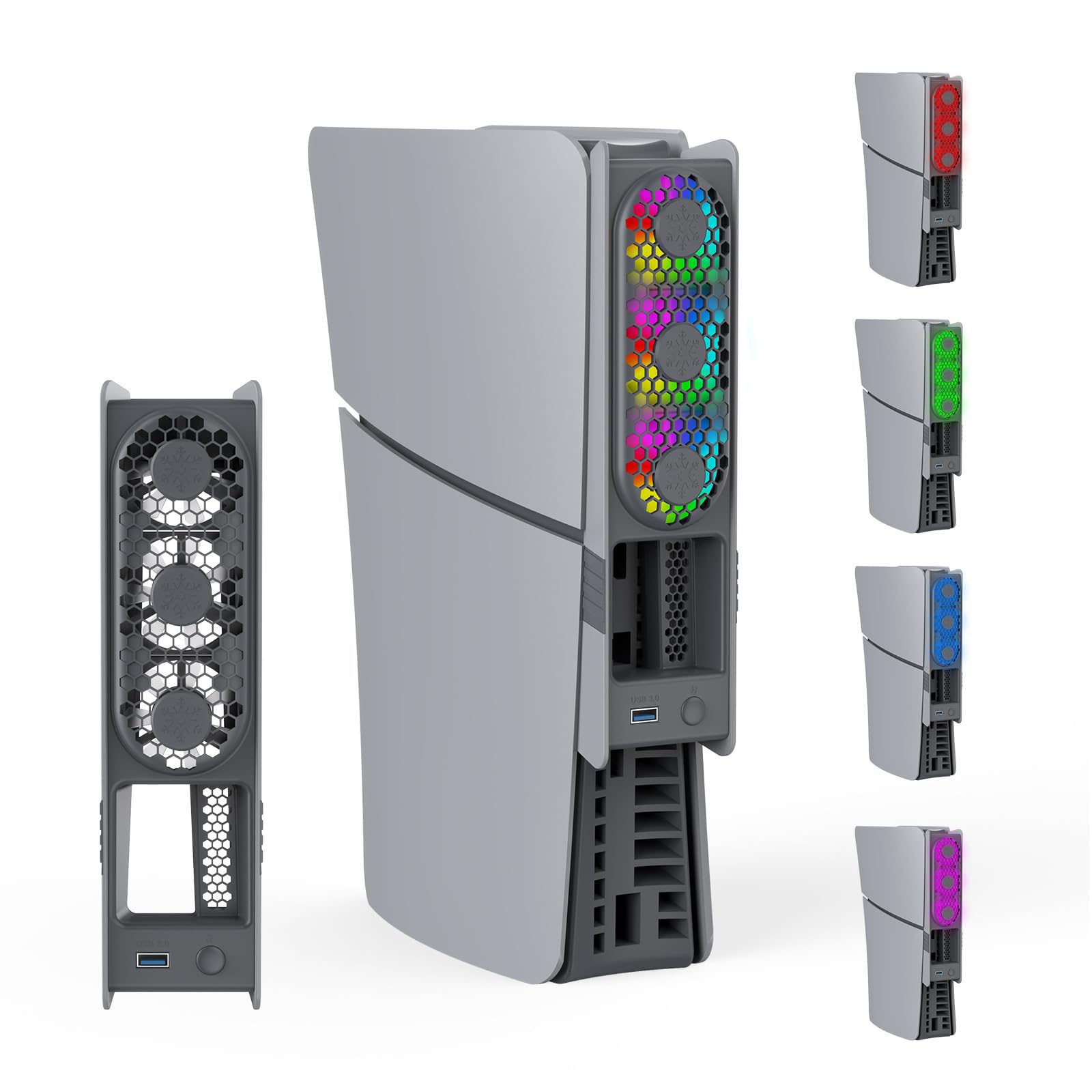 Slim PS5 Slim Cooling Fan AriKroii New PS5 Slim Accessories with USB Port RGB Colorful Lighting Modes Cooling Fan Efficient Cooling System Low Noise
Slim PS5 Slim Cooling Fan AriKroii New PS5 Slim Accessories with USB Port RGB Colorful Lighting Modes Cooling Fan Efficient Cooling System Low Noise