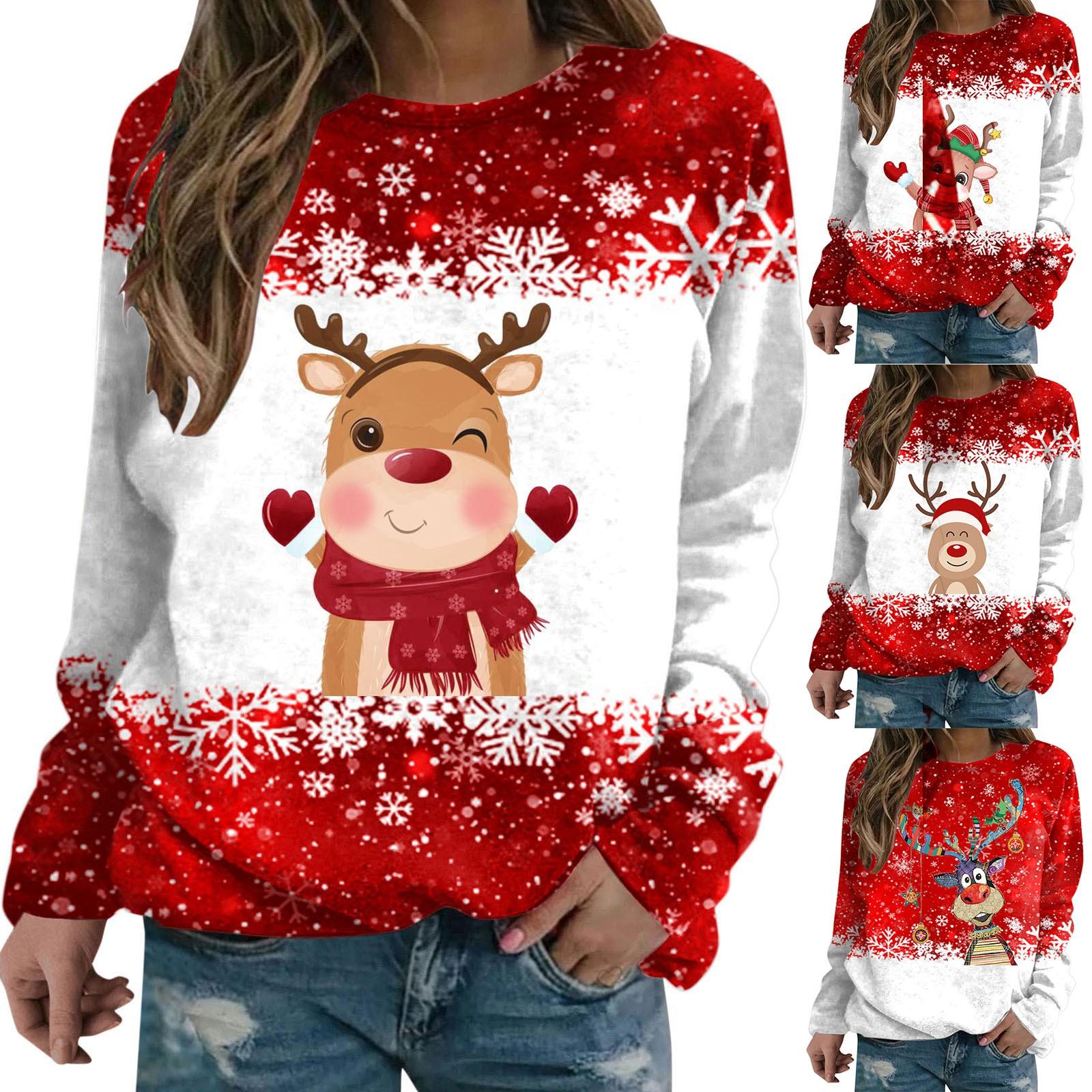 Женская мода Ethos Christmas Повседневный топ с длинными рукавами и круглым вырезом с цифровым принтом
Женская мода Ethos Christmas Повседневный топ с длинными рукавами и круглым вырезом с цифровым принтом