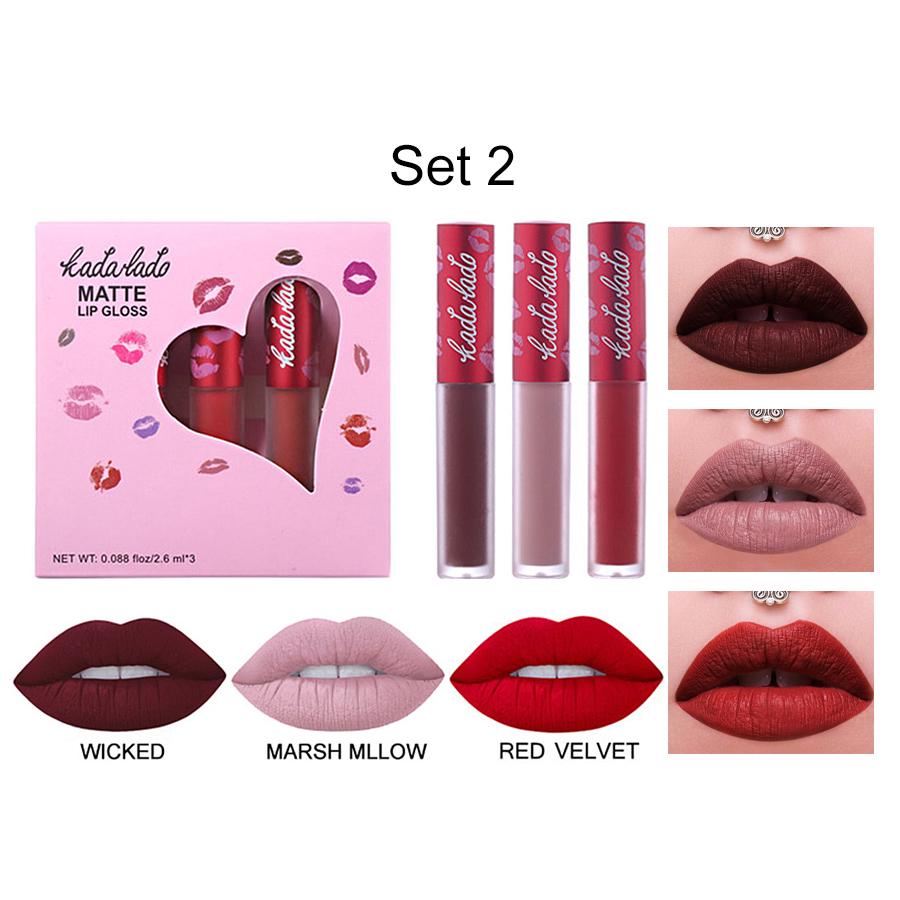 Buy 3pcs Set Nude Matte Liquid Lipstick Set Waterproof Velvet Lip Gloss