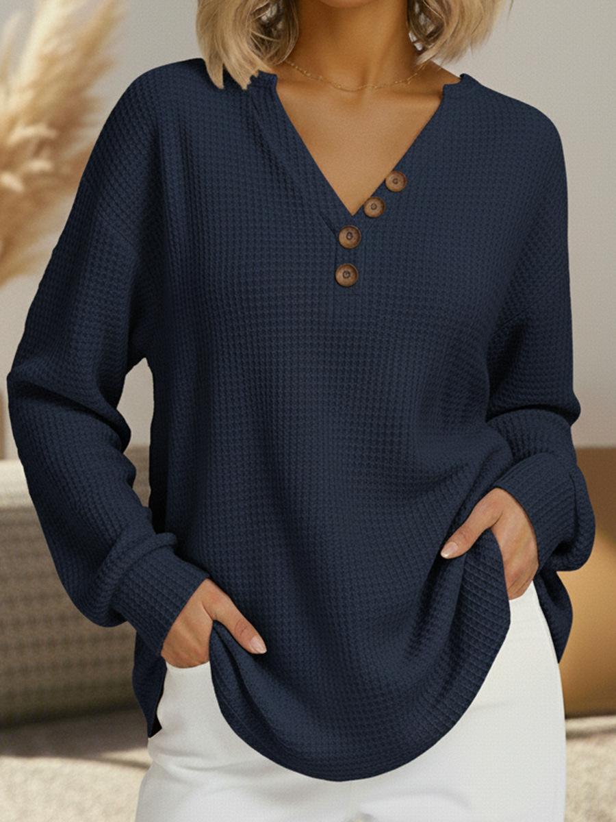 2026 Women s Autumn/Winter V-neck Button Waffle Long-Sleeve Casual Sweatshirt Top Small
2026 Women s Autumn/Winter V-neck Button Waffle Long-Sleeve Casual Sweatshirt Top Small