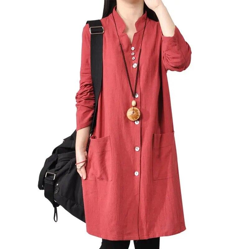 Женская весенняя рубашка с длинным рукавом и v-образным вырезом на пуговицах, свободные нижние платья XL красный
Женская весенняя рубашка с длинным рукавом и v-образным вырезом на пуговицах, свободные нижние платья XL красный