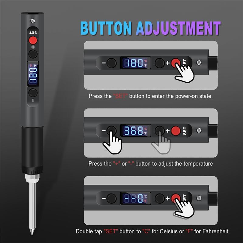 A25F-Soldering Iron 65W Internal Heat Type Intelligent Digital Display 180-500℃ Soldering Pen Soldering Repair Artifacts
A25F-Soldering Iron 65W Internal Heat Type Intelligent Digital Display 180-500℃ Soldering Pen Soldering Repair Artifacts